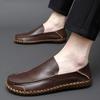 Large Size 48 Spring and Autumn Breathable Casual Beef Tendon Sole Driving One Pedal Doudou Shoes Soft Sole Leather Handmade Men's Shoes