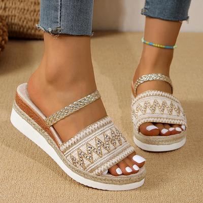 Модные женские босоножки на танкетке, легкие летние тапочки на платформе, удобные нескользящие пляжные сандалии Mujer 2025