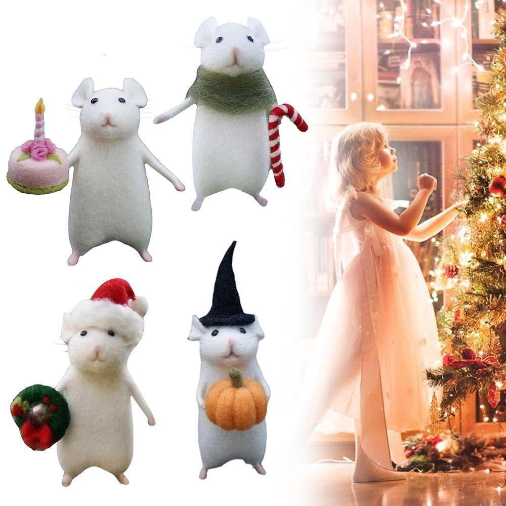 С тыквой Хэллоуин мышь ручной работы рождественский орнамент мышь прекрасный узор шерстяной войлочный мышь