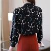 M-4XL женские весенне-летние стильные шифоновые блузки, рубашки, женские повседневные блузки с длинными рукавами и галстуком-бабочкой, воротник с принтом, топы