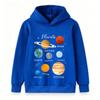 Warm Kids Hooded Pullover, Colorful Solar Planets And Letter Label Graphic Sweatshirt, Autumn Winter Casual Long Sleeve Top for Children Daily Wear