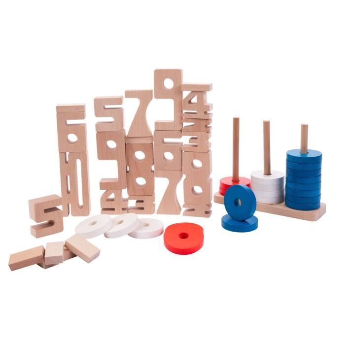 Jeu d'empilement éducatif - Dorjee - D3.403 - 62 pièces - Montessori - À partir de 3 ans