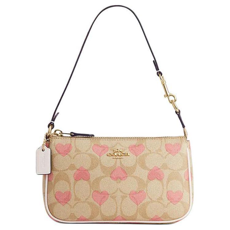 Coach Nolita 19 Classic Monogram Heart Print Zip Closure PVC Shoulder Bag Women bags Light-Khaki Chalk-White CQ144-IMOTV