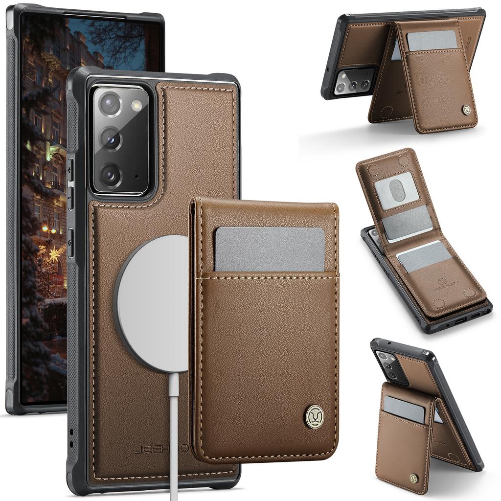 Кожаная задняя крышка для Samsung Galaxy Note20, совместимая с MagSafe, чехол для телефона JEEHOOD J06 с карманом для карт, блокировка RFID