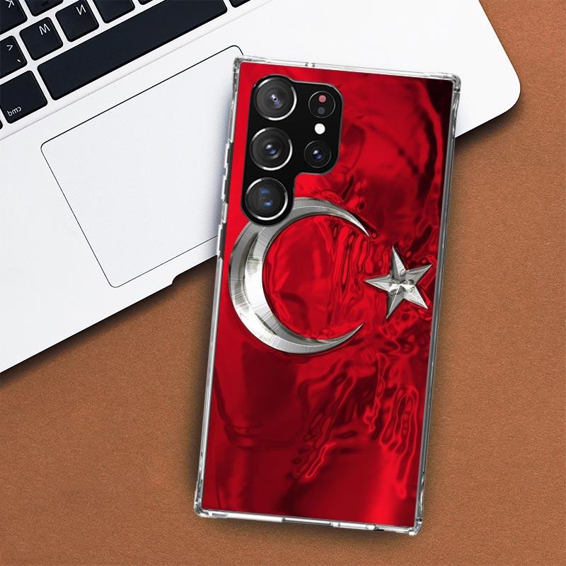 Чехол для телефона с турецким флагом для Samsung Galaxy S24 S23 S22 Ultra S21 S20 Fe S10 Plus S10E S9 S8 + Shell Coque