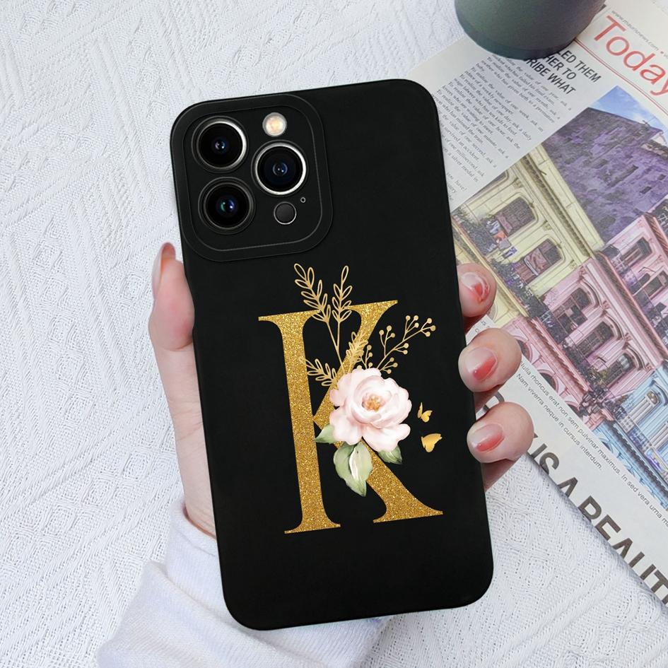 Для Apple iPhone 11 12 Pro Max 13 Mini 6 7 8 Plus чехол для телефона Роскошный цветок буквы жидкий мягкий силиконовый противоударный чехол для iPhone чехол-бампер