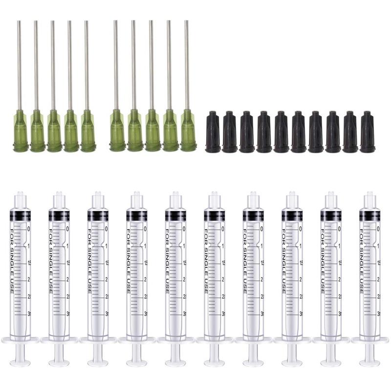 Шприцы 1/3/5/10/20 мл с иглами и колпачками с тупым кончиком 14ga, 16ga, 18ga, 20ga, 21ga, 22ga и 25ga для промышленного использования клеевых масляных чернил