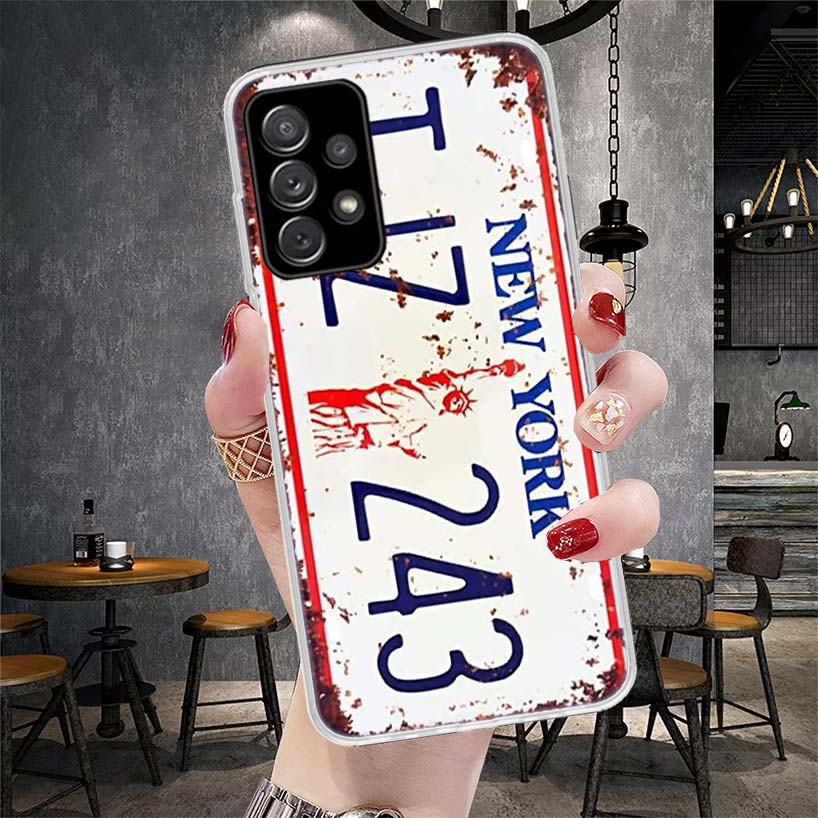 License New York Plate Number Soft Phone Case For Samsung Galaxy S22 S23 S24 S25 Edge S26 Ultra S20 FE S21 Plus + Fundas Coque G