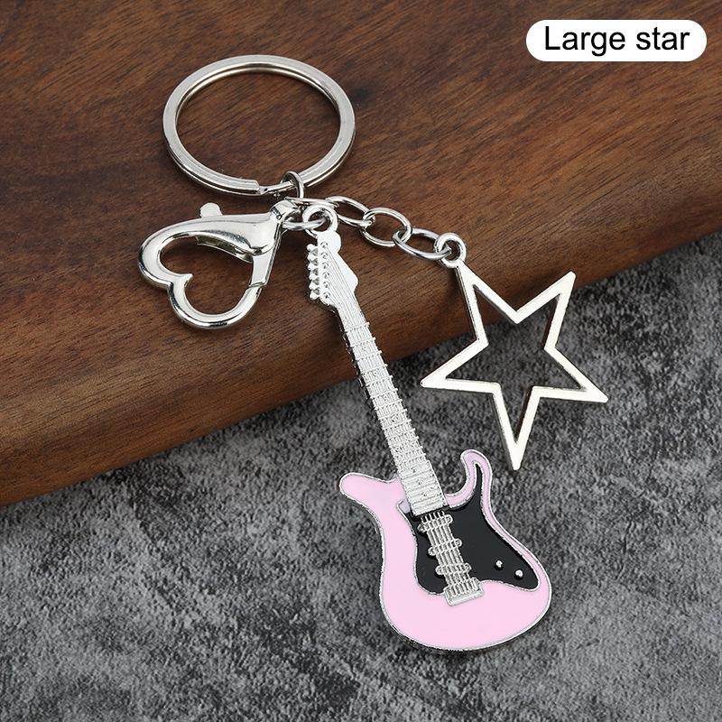 Creative Classic Mini Rock Electric Acoustic Guitar Shaped Keychain Pendant Backpack Decoration Accessories Gifts