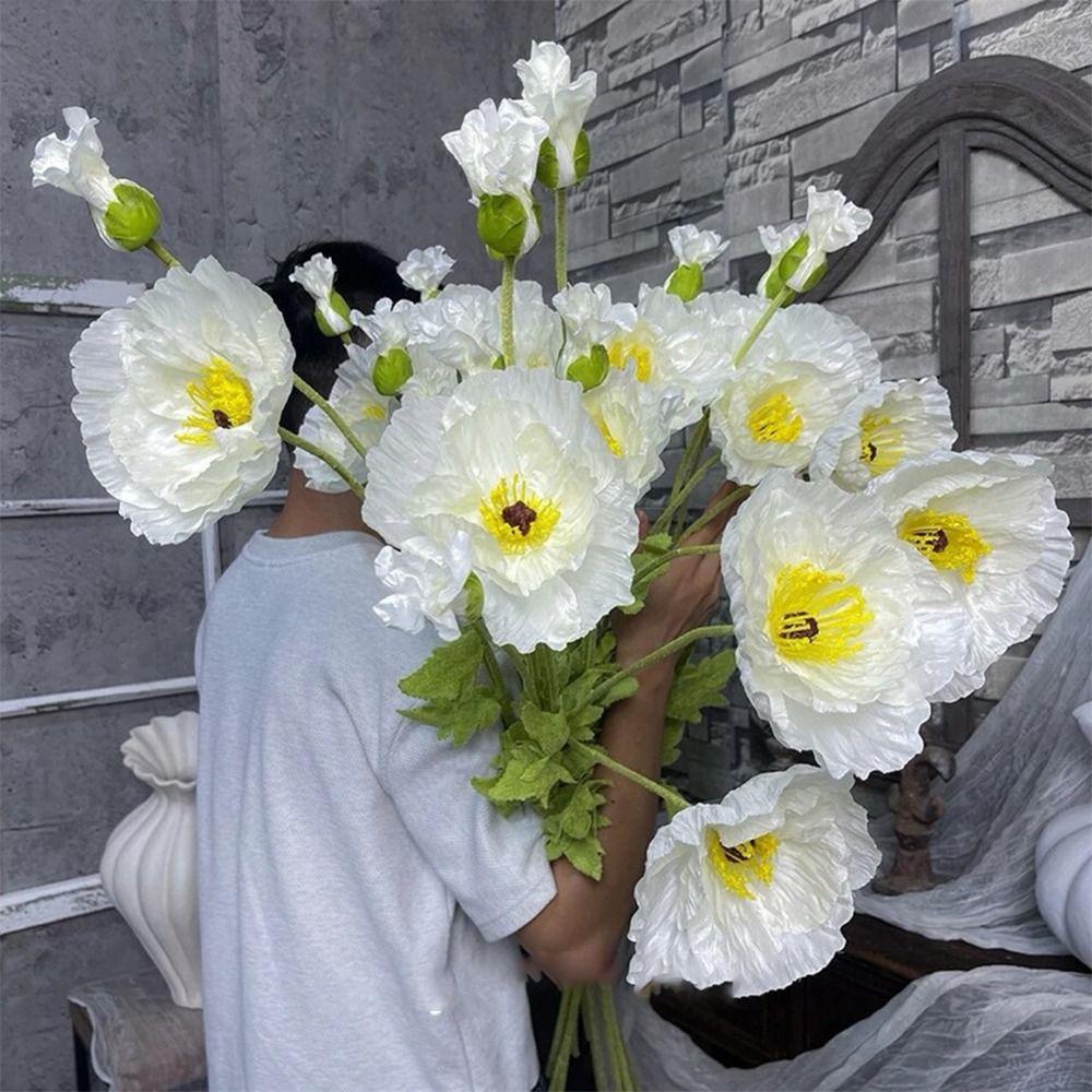 Декор для дома и сада, гигантский цветок мака, шелковый + пластиковый фон, настенный искусственный цветок