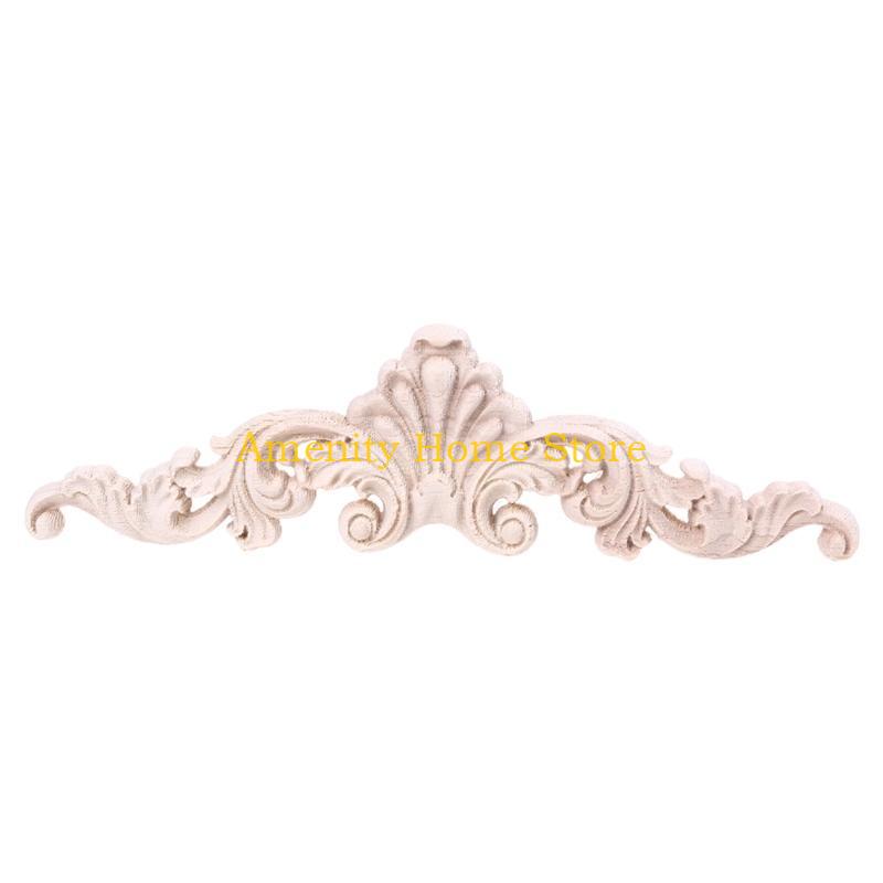 F26C Wood Carved Decal 4pcs Corner Onlay Applique Unpainted Frame Decoration for Home Bedroom Office Sofa Bed Decor Supplies