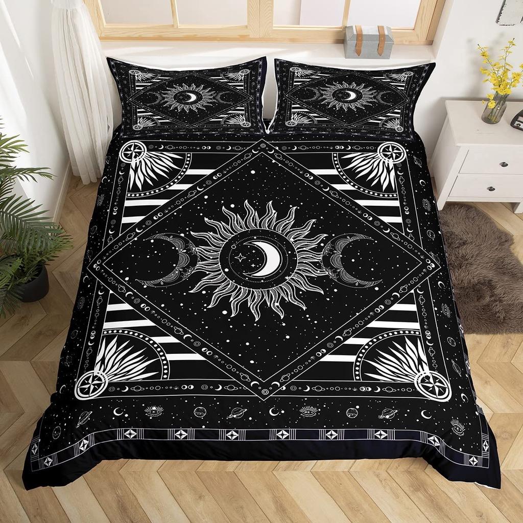 Комплект пододеяльника Sun And Moon King Size Фиолетовый Лиловый Ловец снов Звездный Постельный комплект Для Детей 2/3 предмета Богема Покрывало