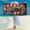 1PC Custom Name American Flag German Shepherd Beach Towel Highly Absorbent And Sand-Resistant Towel for Swimming, Pool, Yoga, And Travel Lightweight