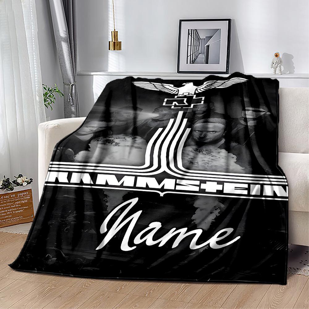 Rammstein Music Poster Customize Text Blanket Throw Customizable Blanket Soft & Cozy for Picnics Home Decor Couch Bed Ideal for All Seasons
