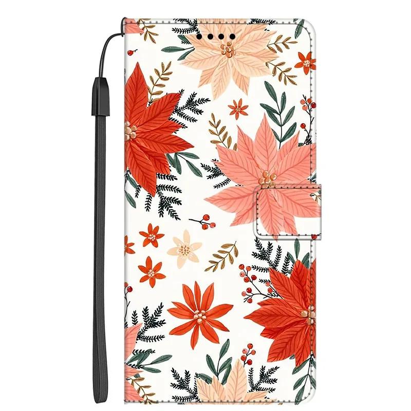 Leather Wallet Cover For Xiaomi 17 pro max Flip Stand Book Magnetic Case For Xiaomi17 Flowers Anime Cartoon Funda Phone Bumper