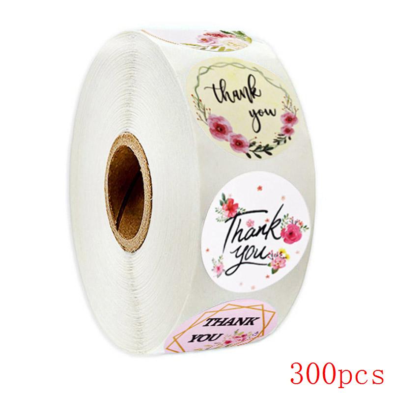 50-500Pcs 1'' Paper Hand Made Stickers Round Floral Thank You Stickers For Baking Envelope Business Seal Labels Sticker