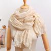 Pleated Fried Dough Twists Cotton And Linen Scarf Long Shawl Scarf Literature And Art Solid Headband Oversized Thickened Scarf