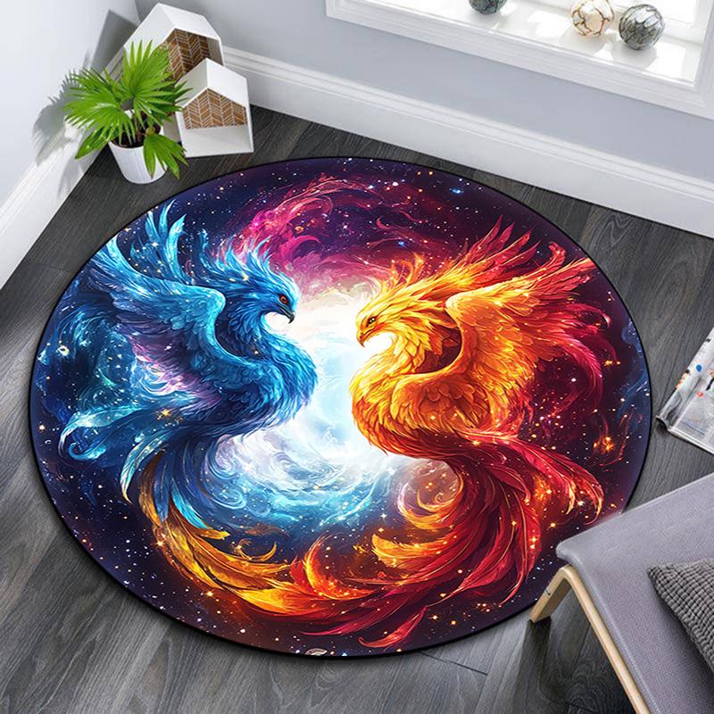 Круглый ковер Phoenix Art, Ковер для гостиной, спальни, дивана, игровой комнаты, Декор, Нескользящий коврик для пола