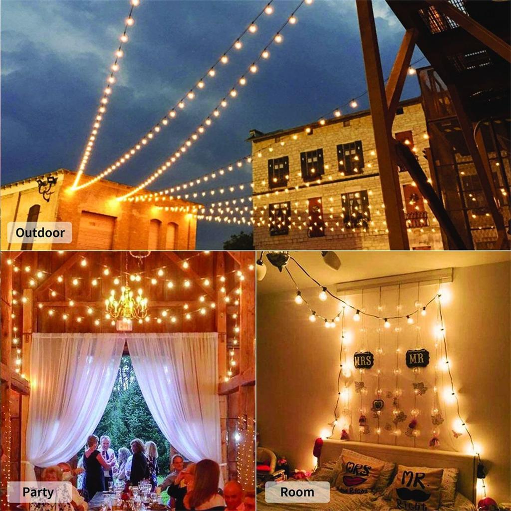 Новый тип ретро-лампочки, прозрачная светодиодная гирлянда для наружного украшения, 25 ламп, 50 футов