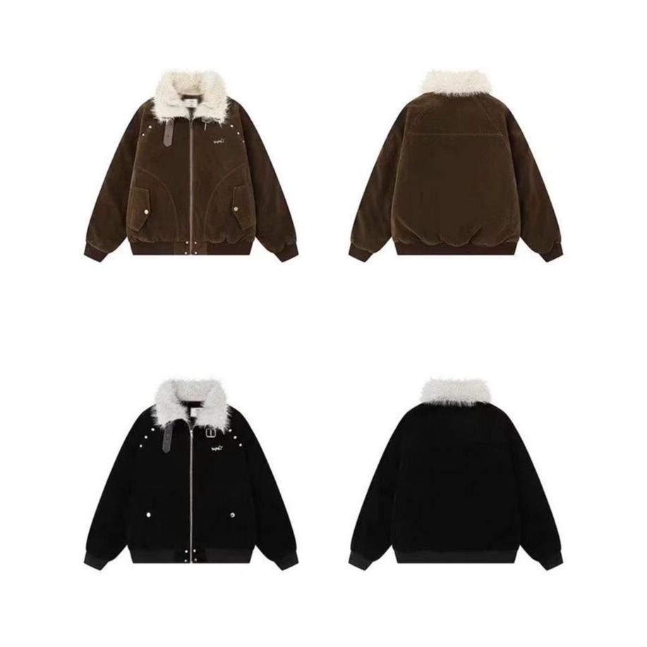 Мужская новая американская ретро стеганая кожаная мотоциклетная куртка с меховым воротником и хлопковой подкладкой - Утепленная для тепла