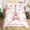 Eiffel Tower Duvet Cover Chic Paris Bedding Set Microfiber Modern French Style Romantic Theme Comforter Cover With Pillowcase