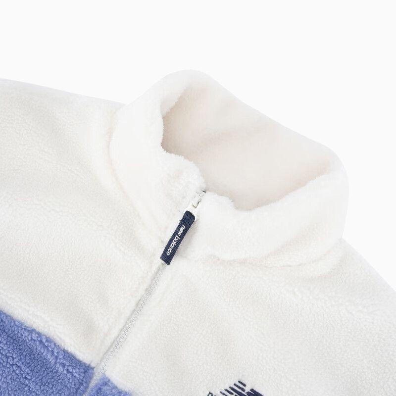 New Balance Plus Colorblock Patch Detail Zip Up Teddy Jacket Asia Sizing 'White Blue Black' Unisex 6DC44823-NV