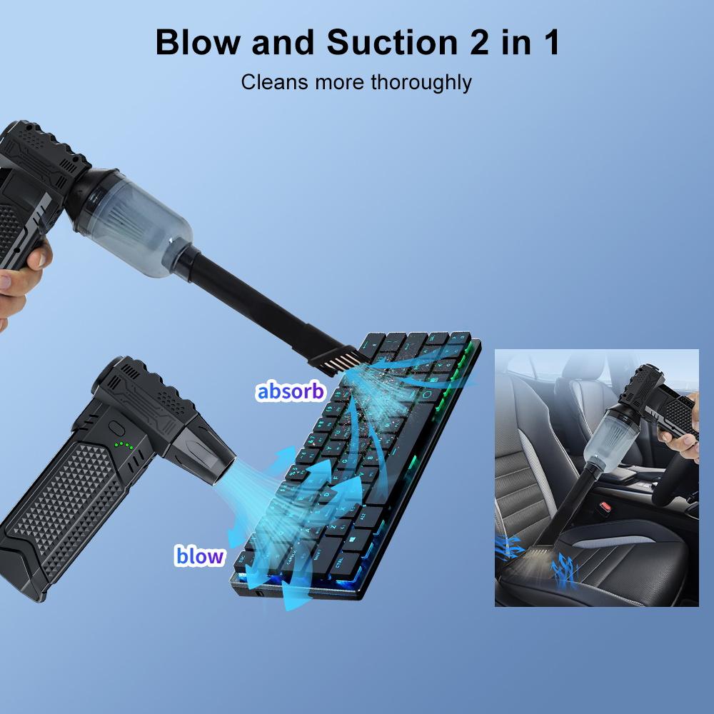 Электрический воздуходув 400000 об/мин Мощный вентилятор Выдув и всасывание 2 в 1 Портативный турбо-вентилятор Выдув снега Чистящий воздуходув Инструмент B002 Зарядка Type-C