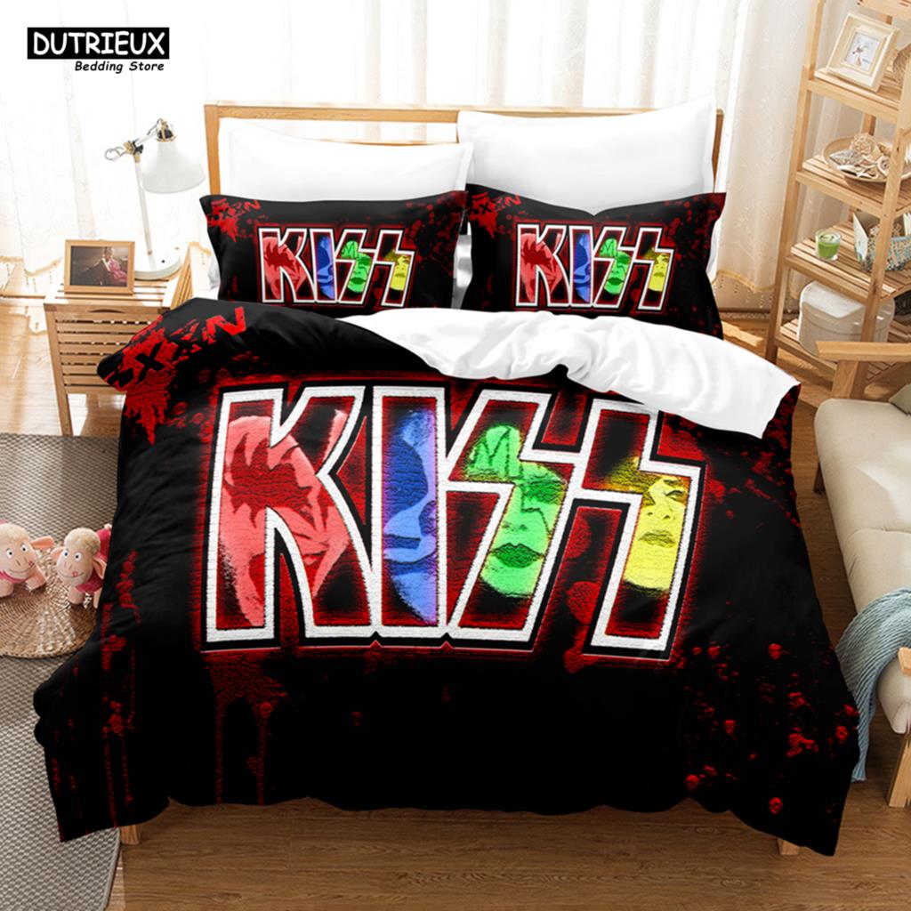 Kiss Band Bedding Set Single Rock Band Duvet Cover Double Queen King Twin Size For Boys Adults Soft Duvet Cover Set Gift