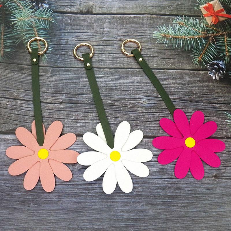 1 шт. ромашка орнамент искусственная кожа цветок брелок модная сумка шарм многофункциональный багаж кулон аксессуары ювелирные изделия декор