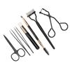 7 шт. Набор из 7 предметов: кисть для бровей, щипцы для завивки ресниц, ножницы, пинцет, черный
