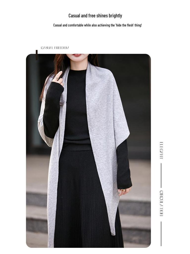Elegant Knit Scarf Sweater: Women's Korean Style Warm Triangle Shawl for Autumn/Winter