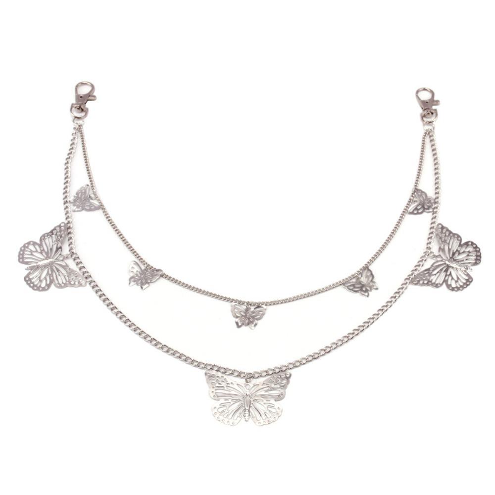 Hollow Butterfly Chains Double Layers Pants Keychain Fashion Waist Chains Men