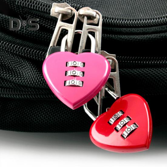 Stainless Heart Lock 3 Numbers Chic Suitcase Box Padlock