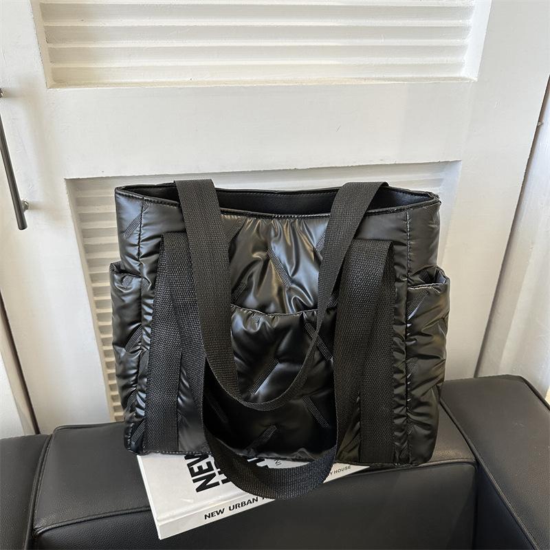 Премиальная фактурная сумка женская новая большая вместительная модная зимняя перламутровая хлопковая сумка через плечо сумка для поездок на работу