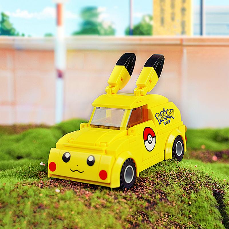 Non-Toxic Pokemon Building Blocks Pikachu Mini Food Car Bus Model Bricks Desktop Decoration Ornaments Children Diy Toys Holiday Gifts