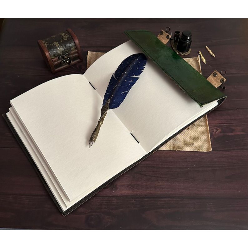 Кожаный журнал с семью камнями, ручная работа с тиснением, винтажный кожаный переплет, зеленый блокнот, альбом для рисования, дневник, лучший подарок для него