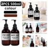 2PCS 500ml Travel Large Capacity Bathroom Soap Shampoo Dispenser Pump Press Bottle Multi-purpose Liquid with 6 Labels