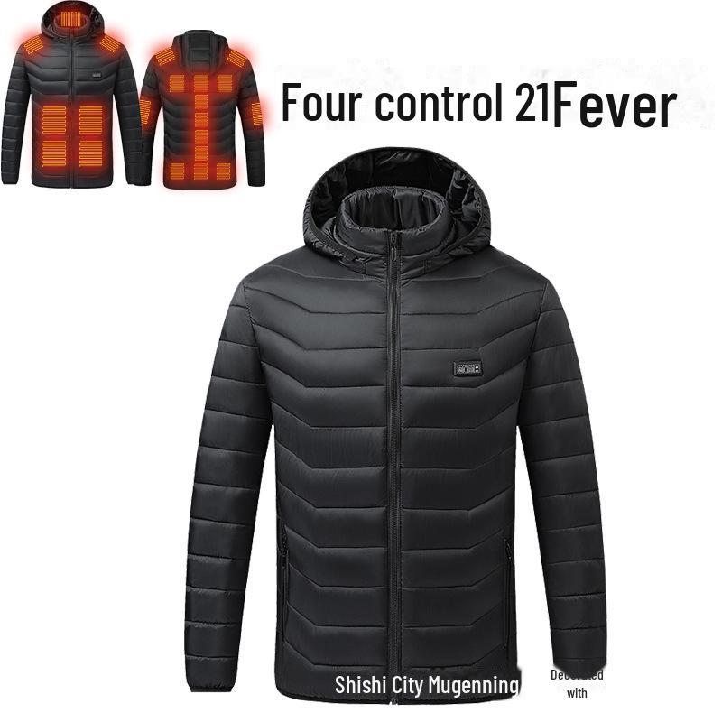 Куртка из хлопка с капюшоном и USB-подогревом для осени и зимы