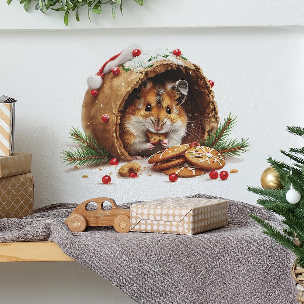 Рождественские белки крадут печенье спальня гостиная кабинет фон ландшафтный дизайн настенные наклейки