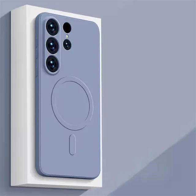 Магнитный Чехол из Жидкого Силикона для Телефона Magsafe для Samsung Galaxy S26 S25 Ultra S23 S24 FE S22 S21 Plus Ударопрочный Чехол