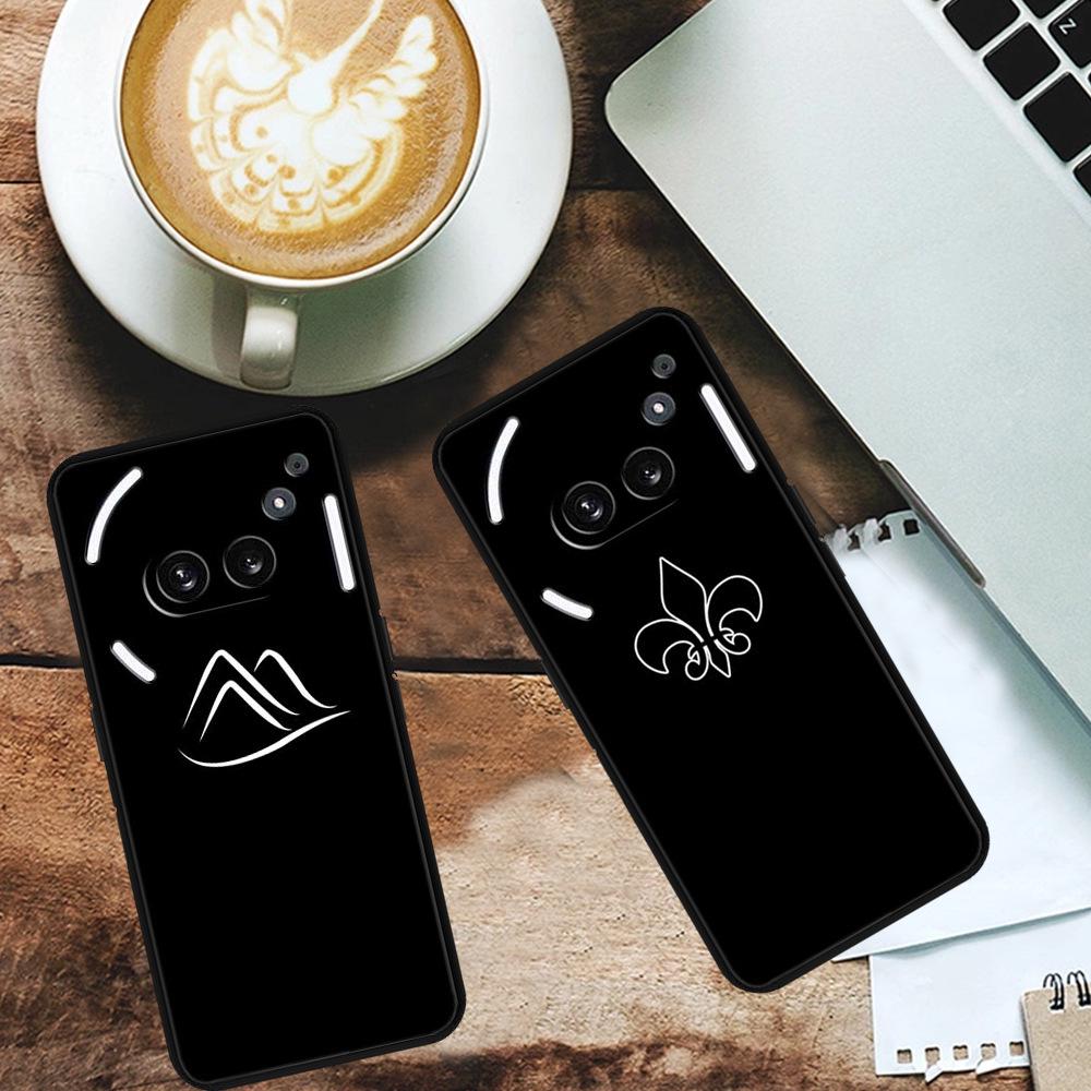 Чехол-бампер Nothing Phone 2A, светящийся в темноте, из мягкого черного ТПУ, с простым дизайном в виде линии
