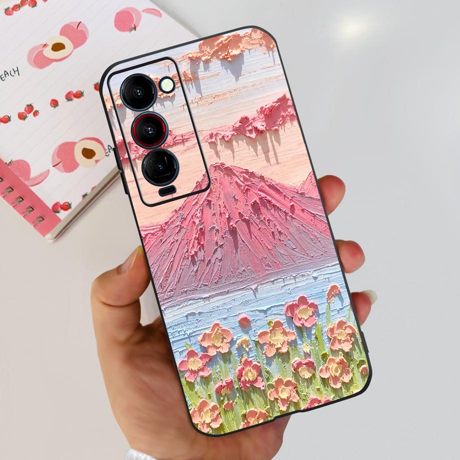 For Tecno Camon 18 P 18 Premier Camon18 Phone Case Capa Soft Liquid Silicone Bumper Etui Animals Flower Printed Funda Camon18