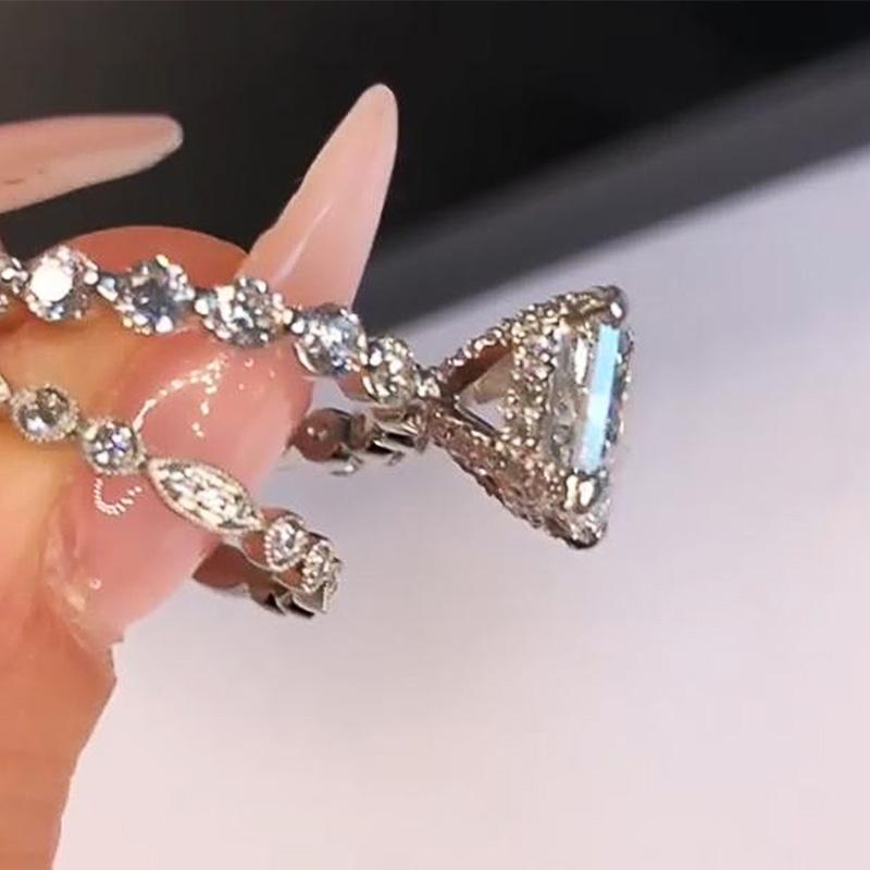 Huitan Creative Wedding Sets Rings Women Fashion Double Stackable Design Brilliant Square White Cubic Zirconia Ring Jewelry