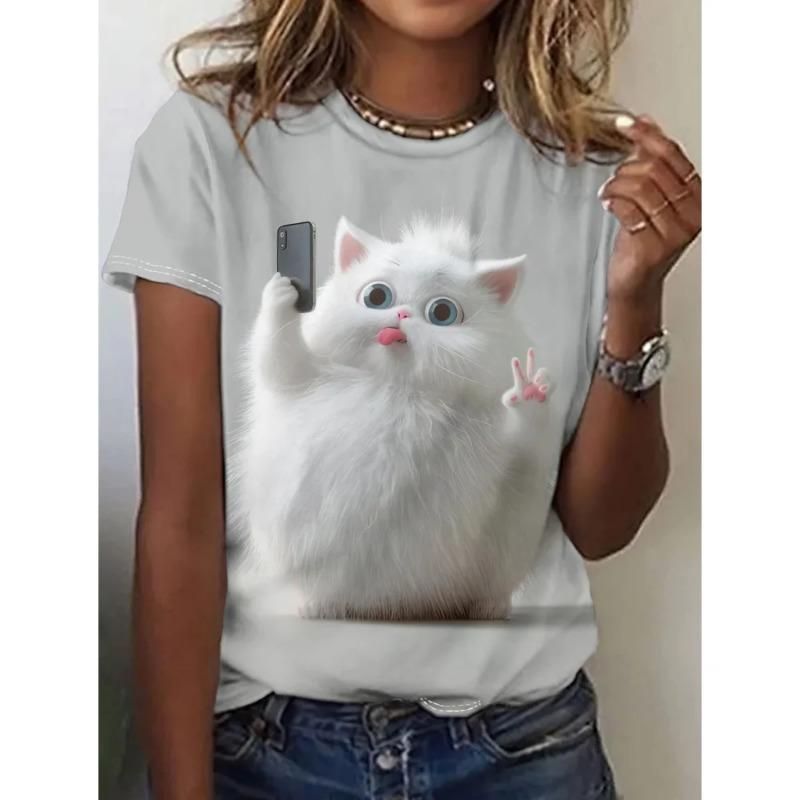 Women's T-Shirts Cartoon Characters Cute Pattern 3d Print Tshirt Funny Cartoon Animal Casual Short Sleeve O Neck Female Clothing