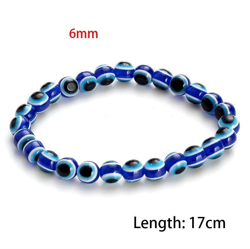 Evil Eye Fashion 4 6 8mm Blue Resin Beads Beaded Bracelet Turkish Style Charm Blue Eye Bead Bracelet For Women