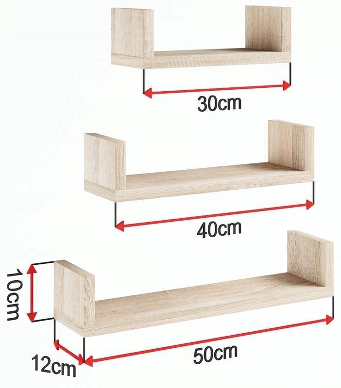 Ex3 Small Hanging Shelf, Sonoma Oak, 3 Shelves