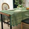 Green Hollow Tablecloth Retro Fabric Dining Table Cloth Tea Table Cover Cloth Rectangular Tablecloth