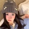 Cold-proof Bow Knitted Hat Korean Style Bow Winter Hat Warm Pullover Hat  Autumn