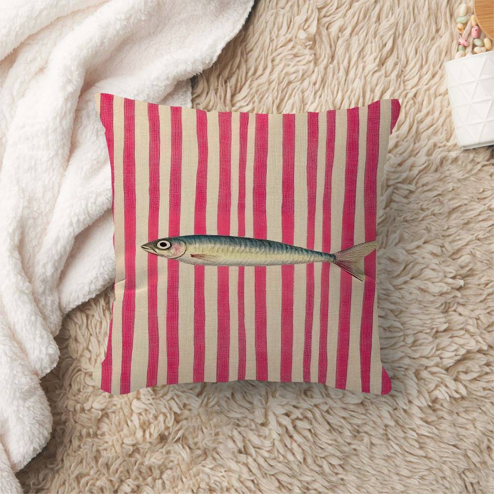 Colorful Sardine Lobster Fish Office Cushion Pillowcase Car Cushion CoverXCM Lumbar Pillowcase Sofa Pillowcover