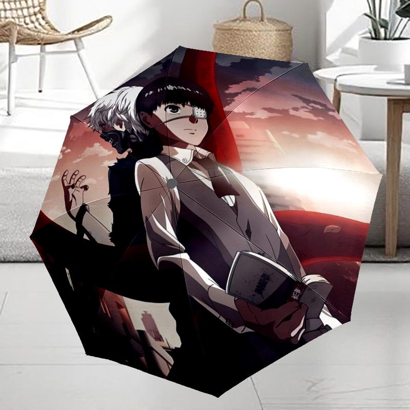 Автоматический зонт в стиле Tokyo Ghoul, легкий и портативный, 8 спиц, идеально подходит для путешествий на открытом воздухе, на дни рождения, Рождество, в качестве подарков.